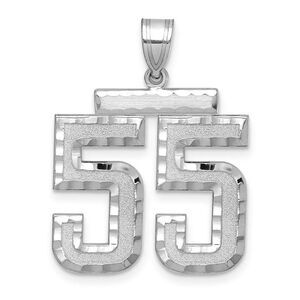 14k White Gold, Varsity Collection, Large D/C Pendant, Number 55